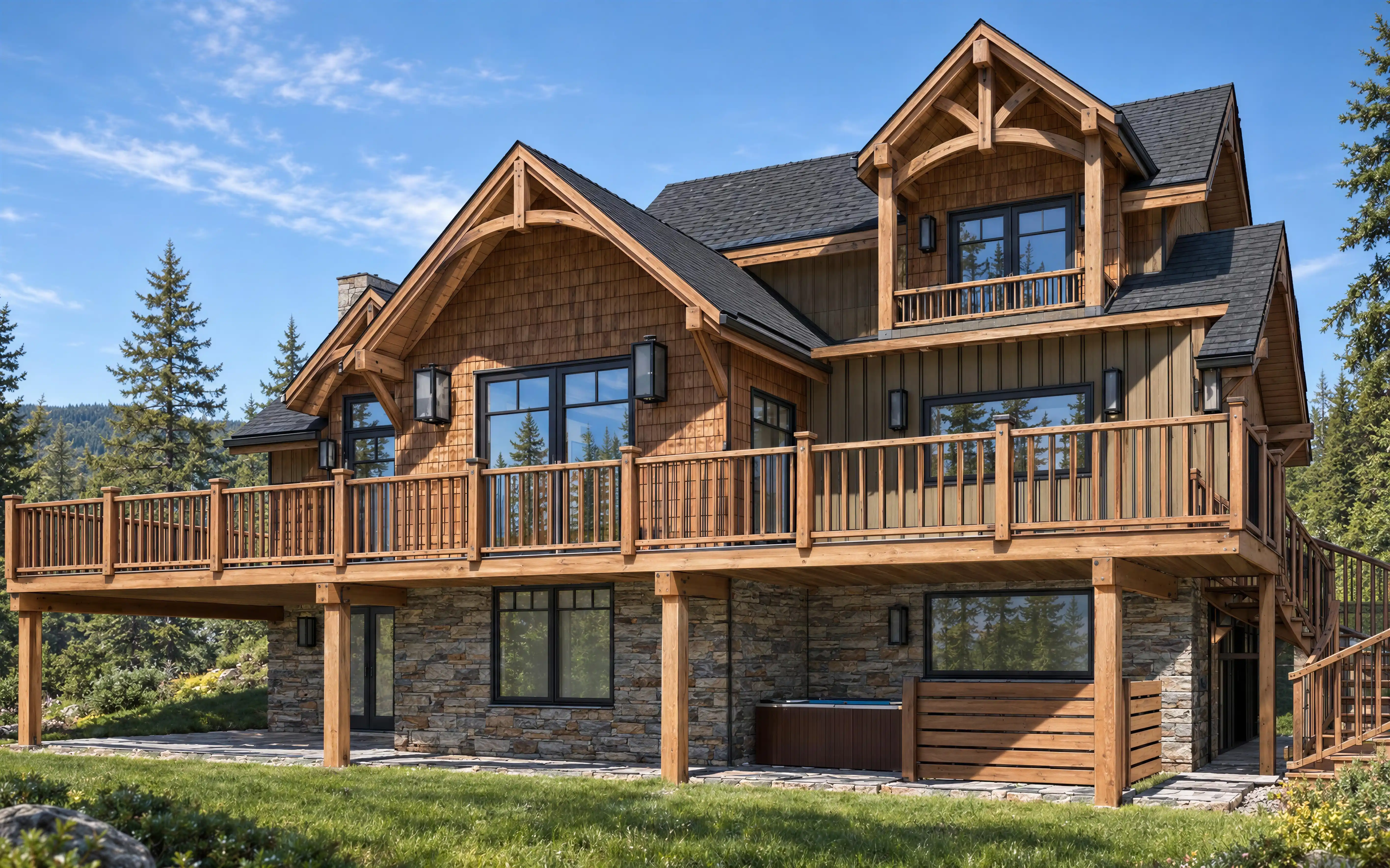 AI photorealistic exterior architectural render β noon lighting, generated from 3D model screenshot