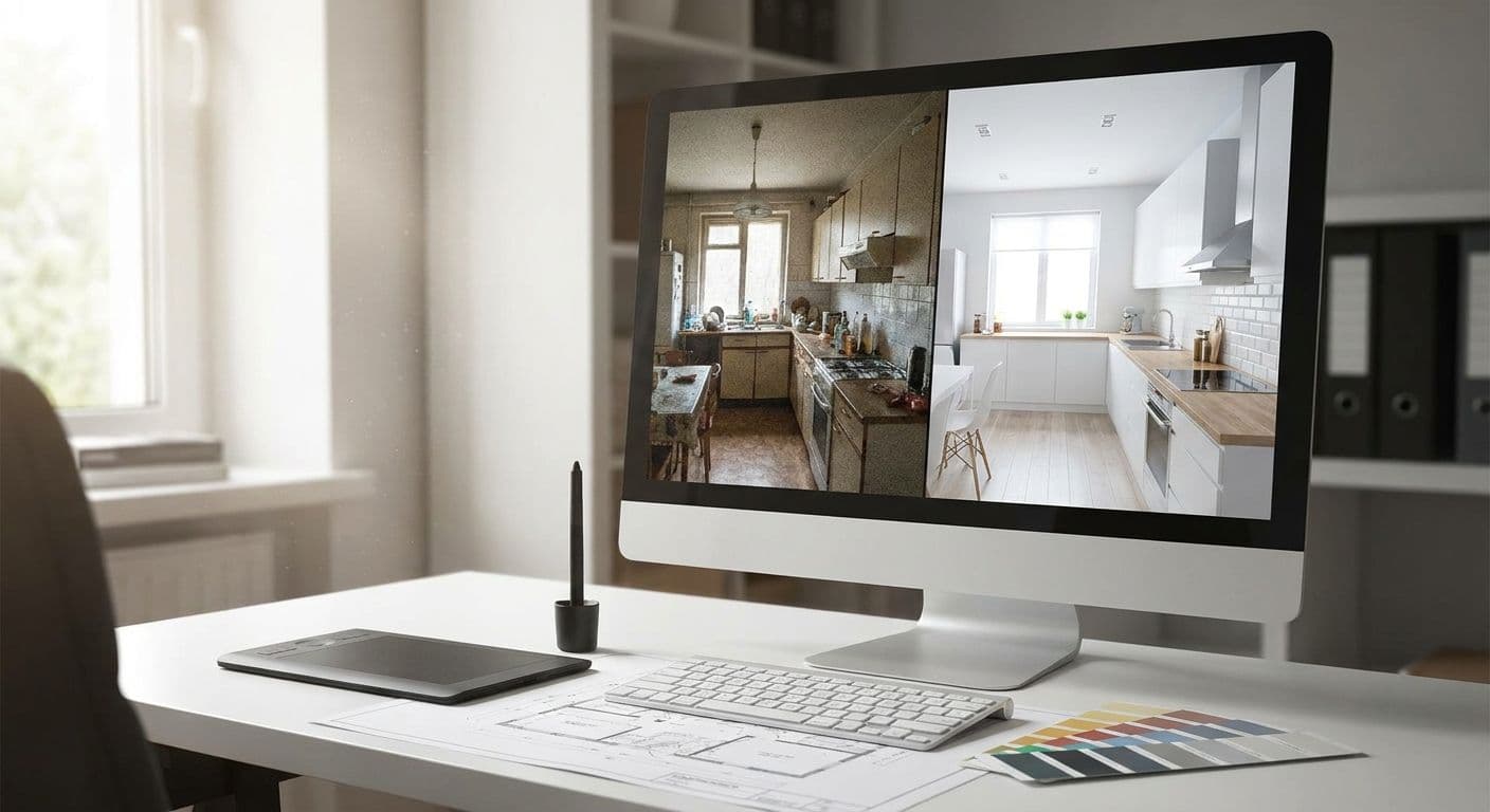 How to create a before and after renovation render comparison