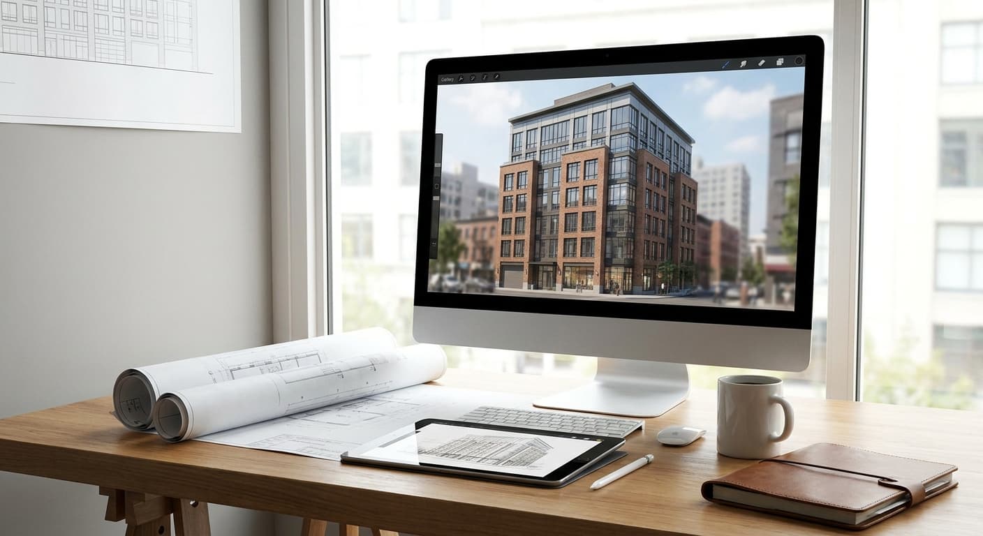 How to render building facades for permit submission drawings