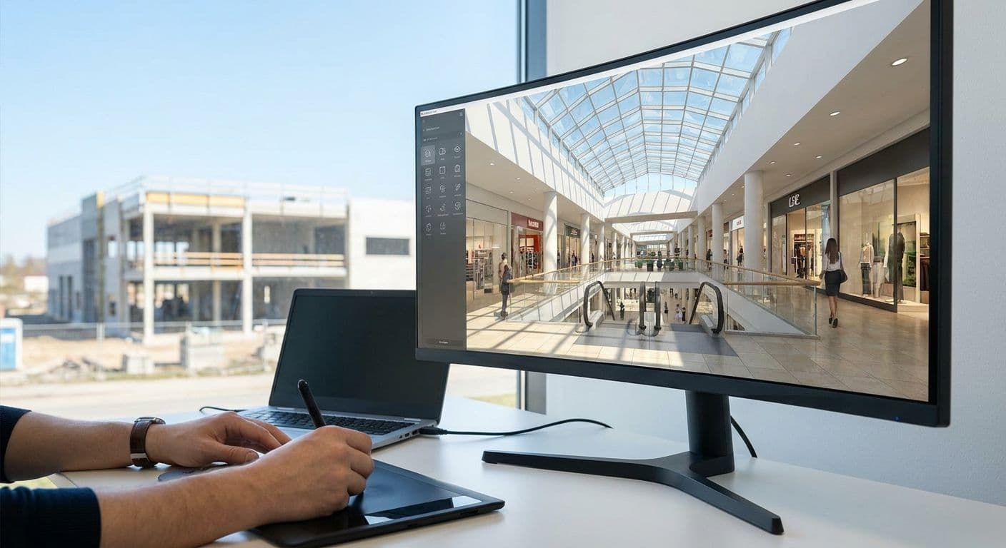Best AI rendering software for shopping center developers