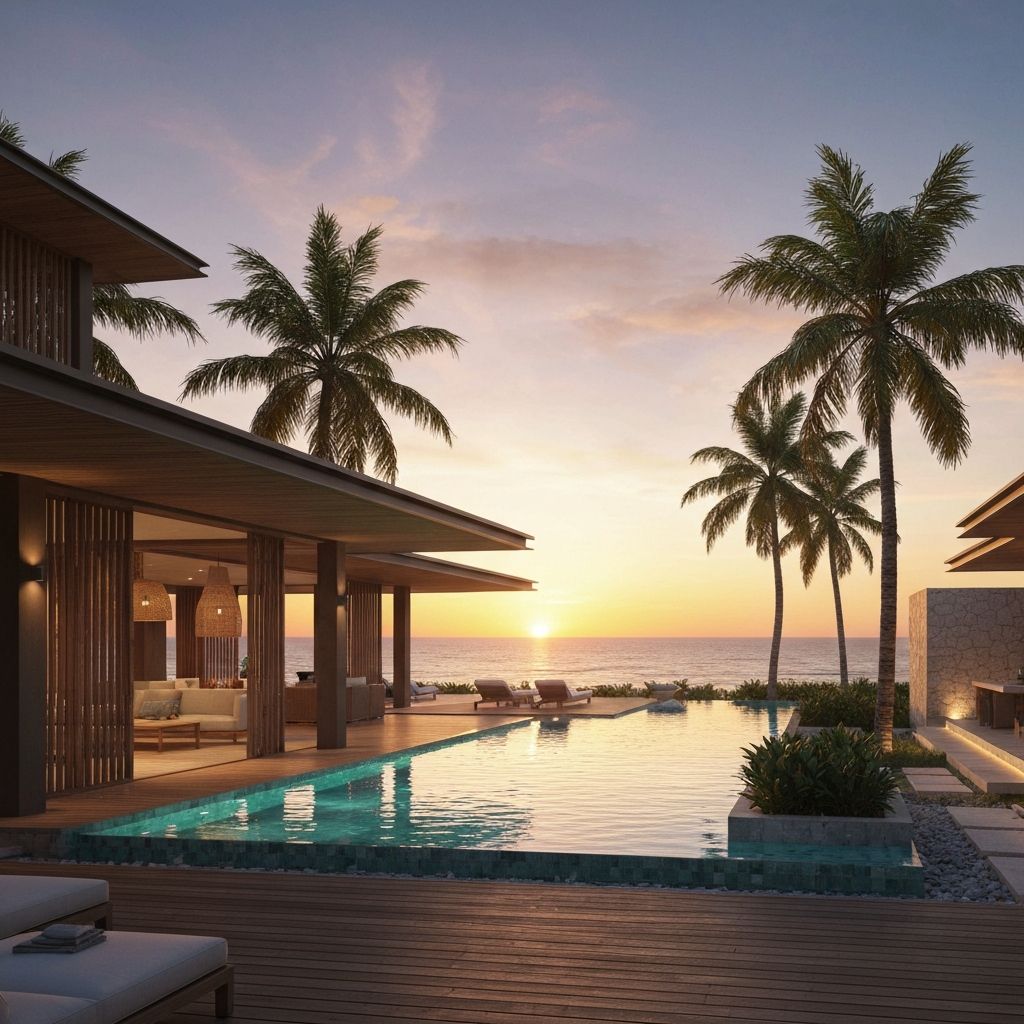 Tropical luxury resort villa render