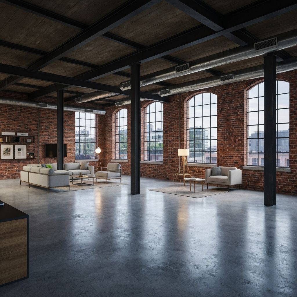 Modern industrial loft apartment render