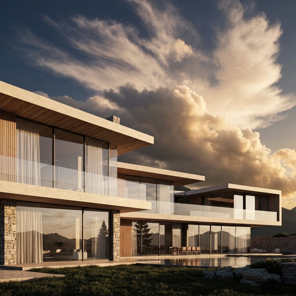 Contemporary mountain villa exterior render