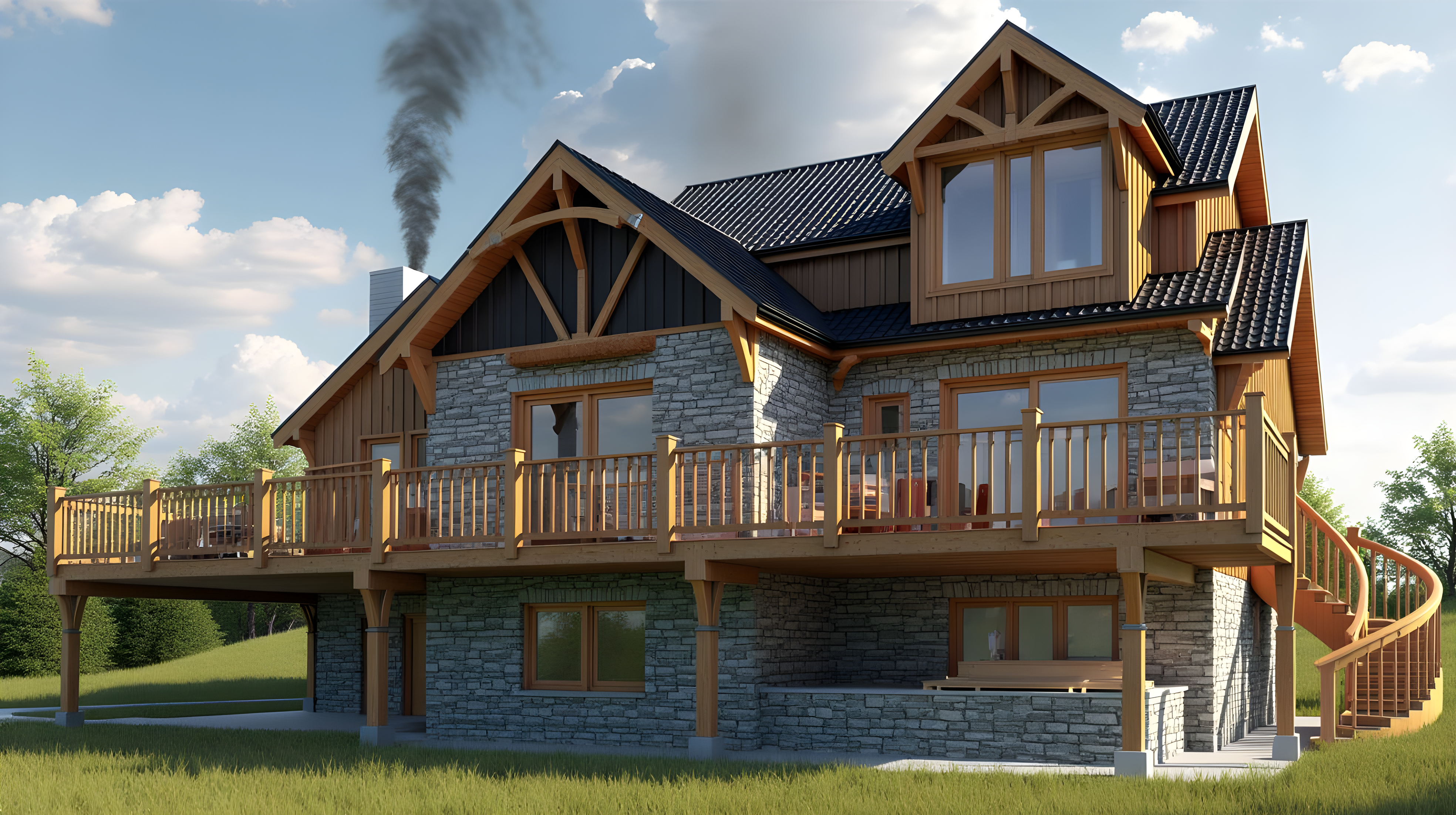 Photorealistic architectural render generated by AI